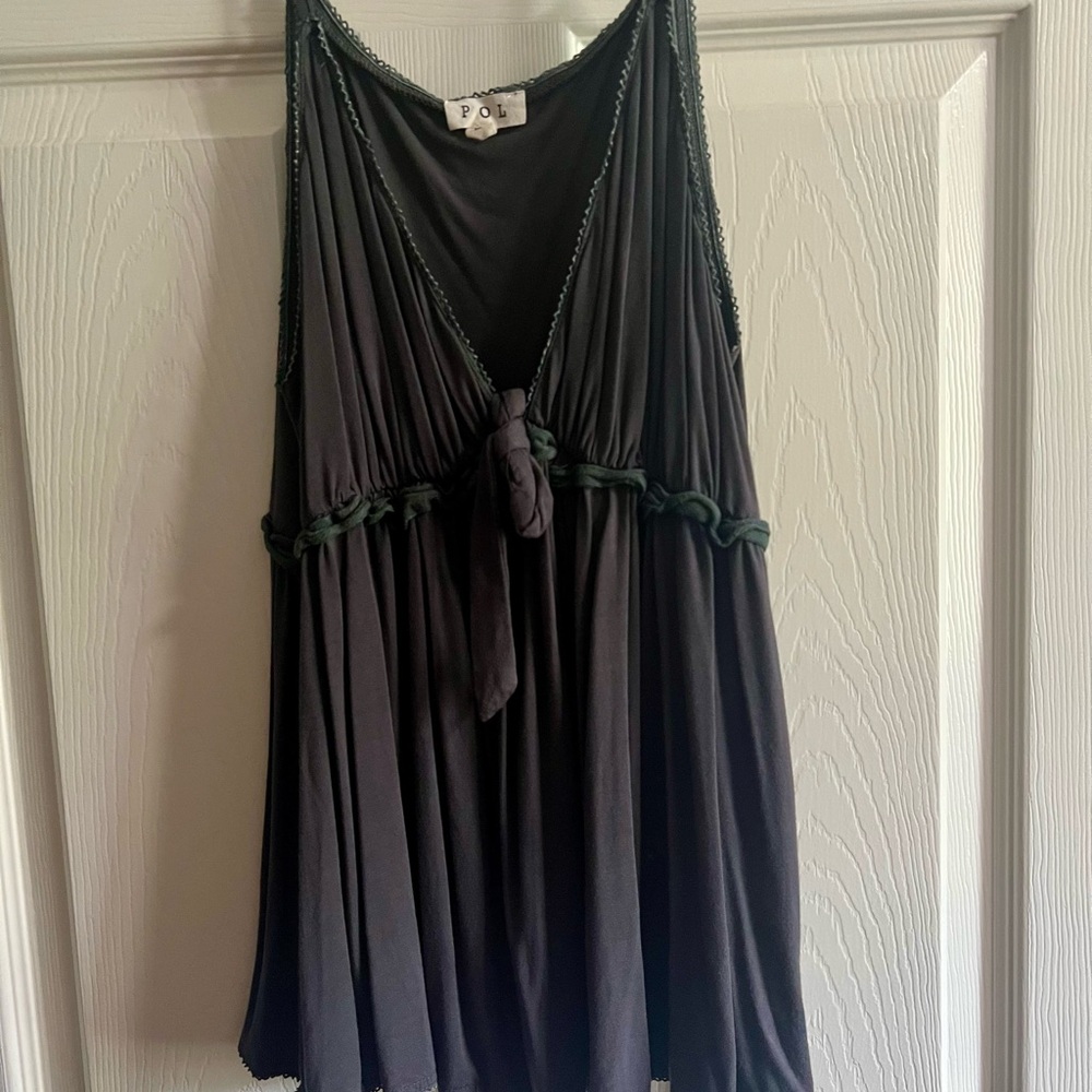 POL Black Top with Gray Lace Trim